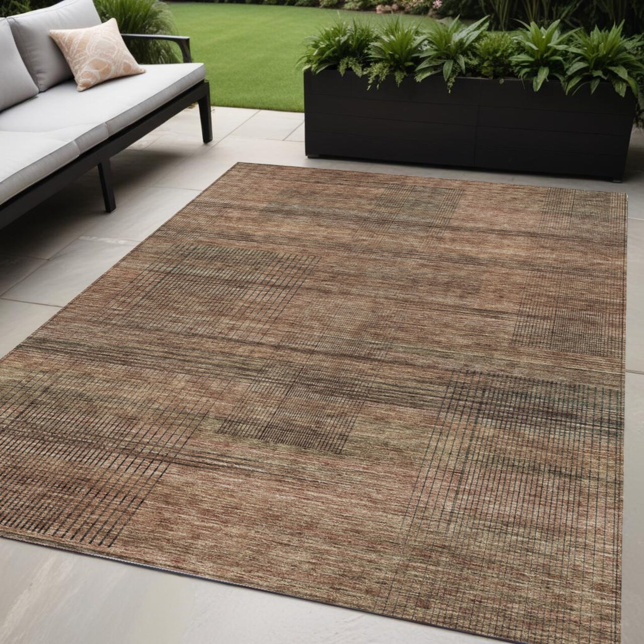 Edge Collections - 5' x 8' - Orange - Washable Striped Area Rug for Indoor and Outdoor Use - 1 Piece